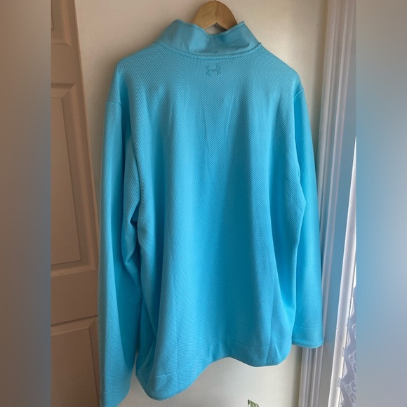 Under Armour Golf XXL ColdGear 1/4 Snap Long Sleeve Thermal Blue Pullover Shirt - Picture 6 of 7